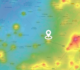 Mapa contaminación lumínica Los Vélez